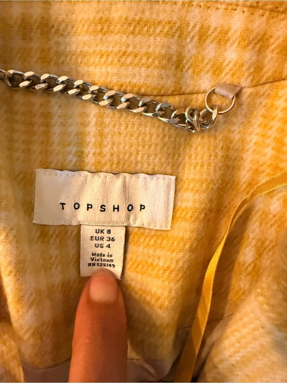 Topshop Yellow Plaid Double-Breasted Blazer Coat